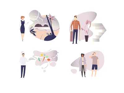 Hotel People Graphic Set design illustration pension travel agency vector web illustration