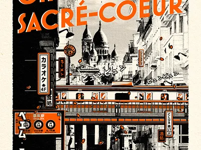 Ginza Sacré-Coeur Pt. 1 city design graphic halftones illustration japan japanese japanese art paiheme paihemestudio paris retro retro design tokyo vintage