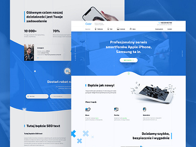 WebSite. Phone repair blue design landing phone photoshop poland repair ui web webdesign