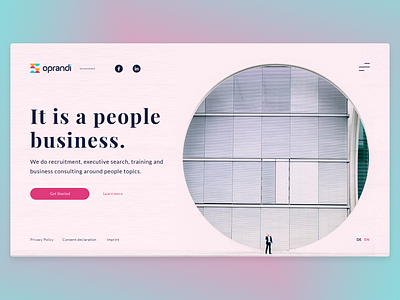 Oprandi Landing Page Design blue branding business clean consulting design flat geometric graphic design landing page magenta minimal modern purple recruitment simple training ui ux website design