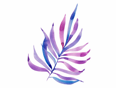 Light purple leaf. Watercolor hand drawn. design hand drawn illustration pattern tropical watercolor