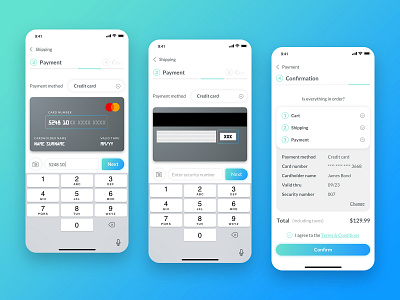 Daily UI 002 - Credit Card Checkout checkout clean colorful credit card daily ui design gradient iphone x lato mobile mobile app order payment shadow ui