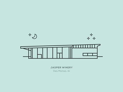 Jasper Winery building cute des moines design illustration illustrations iowa jasper line line art moon simple stars vector wine winery