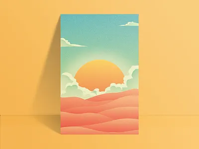 Sun Poster background bright colors design digital art flat grainy hill illustration illustrator poster poster design print simple sky warm yellow