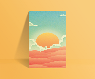 Sun Poster background bright colors design digital art flat grainy hill illustration illustrator poster poster design print simple sky warm yellow