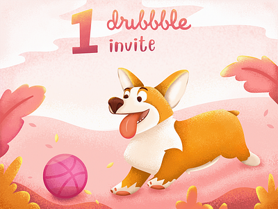 Dribbble invite animal art autumn autumn leaves background character concept corgi cute art design dog dribbble invite illustration invite landscape park vector