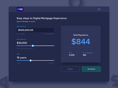 Calculator for Digitial Mortgage Experience 004 app calculator dailyui dark dark app dark mode dark theme dark ui digital illustration ipad ipad pro ipadpro mobile mortgage payment price pricing typogaphy