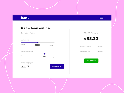 online loan calculator calculate calculator ui dailylogochallenge dailyui dailyui 004 design loan screen