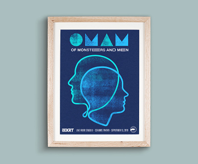 Of Monsters and Men Poster design drawing illustration minimal navy poster screen print teal typography