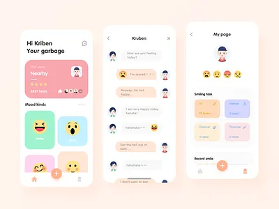 Emoji mood App app branding design emojis typography ui vector