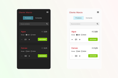 Product add screen for order sheet app