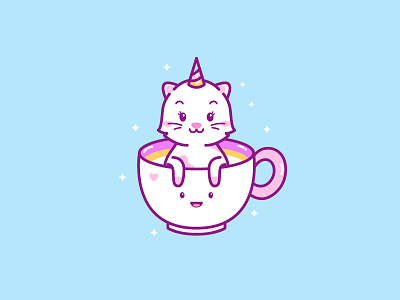 Cat in a cup cat cup cute kawaii kitten unicorn vector vector illustration