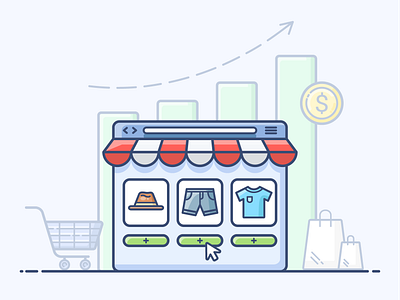 Upselling ecommerce eshop flat illustration marketing money shop upsell upselling vector