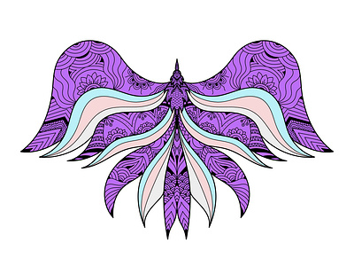 Bird Violet Soft Ornament Decorative animals art artwork black white branding butterfly design drawing illustration line art ornament pattern purple soft colors stained glass vintage violet