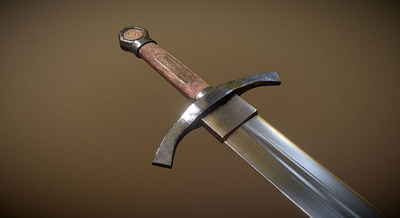 Medieval sword 3d blender3d low poly substance painter