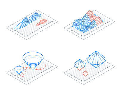 Charts and Data abstract area chart data visulization diagram graph icon iconography infography information design isometric model nodes plot wave