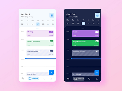 Enterprise Calendar Mobile App calendarapp calendarmobile chat chatapp darkui darktheme dribbblers dribbbleshot enterprise enterprisemobile mobileapp mobileappdesign muzli uidesign userexperience userinterface ux trends uxui