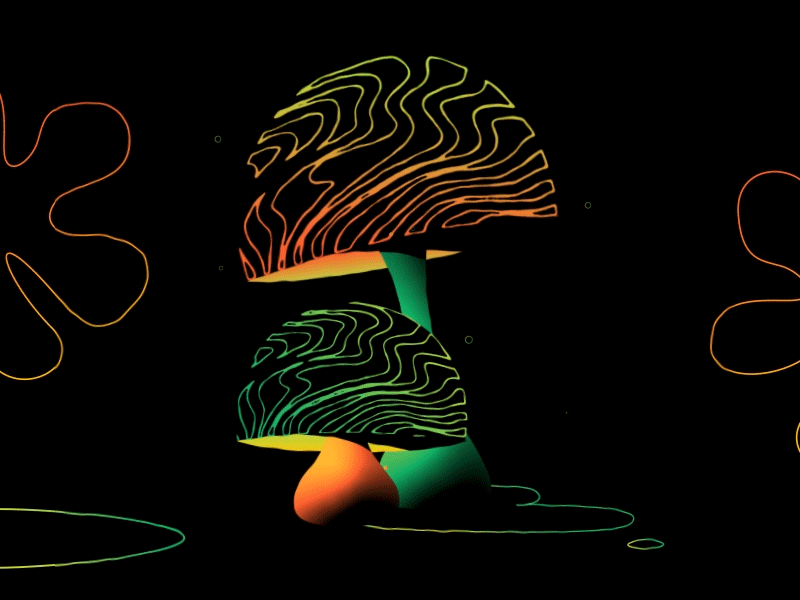 Autumn Mushroom aftereffects animation colorfull gradient illustration inktober motion motion design mushroom nature psychedelic texture vector