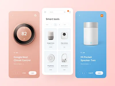 Smart Tools online store app blue buy catalogs clean clear concept e comerce figma google nest monster beats online seller pink product shop store ui ux