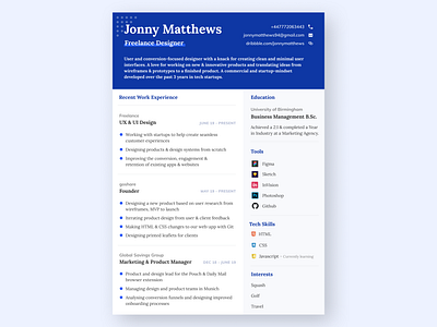 CV | Freelance Design experience feed freelance freelance design freelancer designer layout linkedin london paper print resume resume cv ui design uidesign