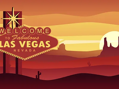 Lucky West desert design illustration las vegas las vegas sign sign vector