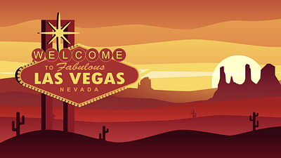 Lucky West desert design illustration las vegas las vegas sign sign vector