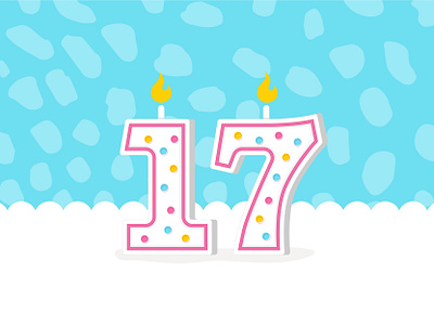 Happy 17th birthday book cake candle illustration numbers