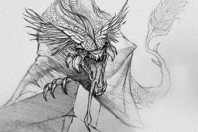 Dragon Concept Art concept art creature dragon hand drawn hatching illustration paper pen