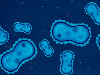 Bacterias adobe animation background bacteria blue characterdesign illustration microscope photoshop texture