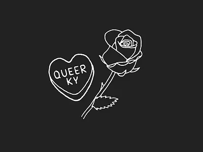 Queer Rose black and white branding heart illustration lgbtq logo queer ky rose