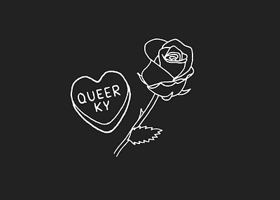 Queer Rose black and white branding heart illustration lgbtq logo queer ky rose