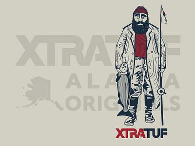 Xtratuf Salty Fisherman apparel design fishing illustration ocean outdoors pacific northwest vector