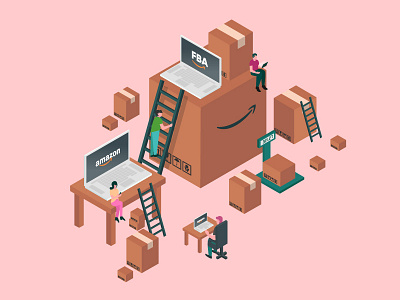 Isometric FBA Amazon Illustration 2d character design dribbble flat design illustration inspirations isometric shot simple vector