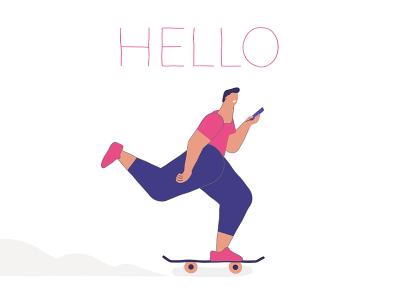 Hello dribbble! animation character design illustration vector