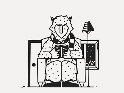 Cozy Yeti black black white comfy cozy ink inktober monster snow sofa yeti