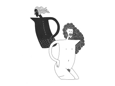 Bouilloires humaines art artwork blackandwhite creative design drawing human illustration kettle