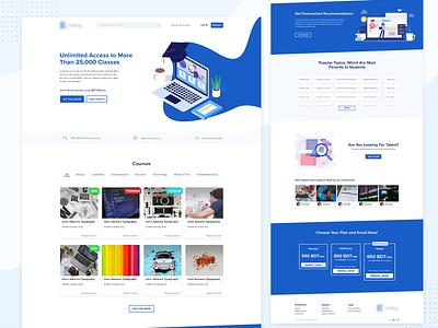 Online Course Website - Landing Page branding design e learning education educational flat illustration landing design landing page minimal website online course online courses ui ux design uidesign ux web design webdesign website concept