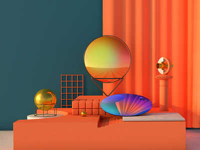 lens 3d art branding c4d color illustration 场景