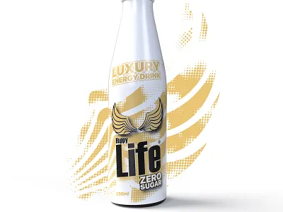Zero Sugar design designer energy drink gold graphic halftone label msmailey pantone product design white