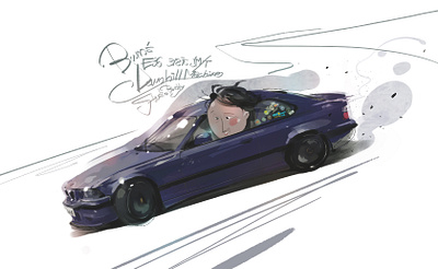 bum's e36 318is carillustration character corel painter digital art