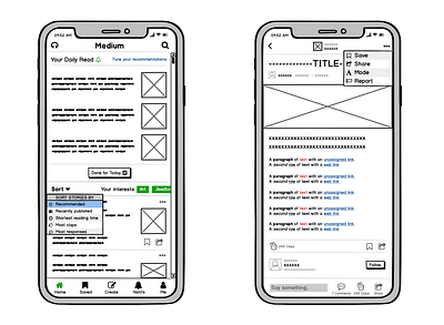 Unsolicited Redesign for Medium by Balsamiq(Wireframing) app design ux