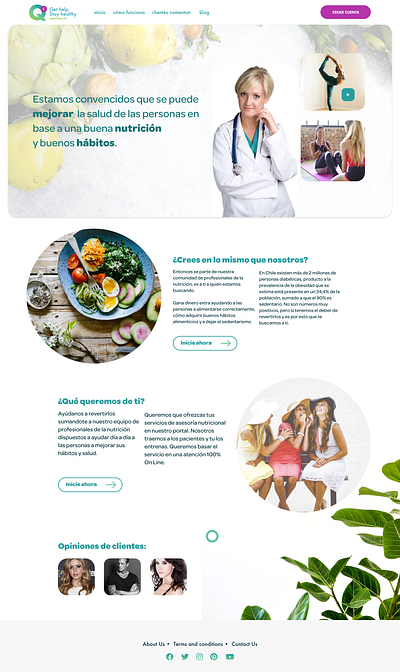 Nutritionist Coach: splash page for professionals adobexd branding design logo mockup protype ui web webdesign