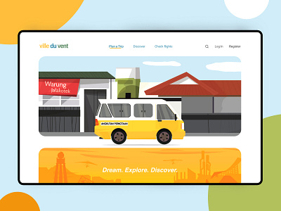 Ville du vent Landing Page clean color fun illustration majalengka ui visit website