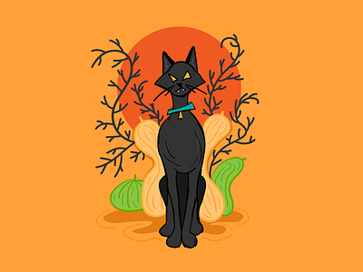 Spooky Kitty black cat cat character design design halloween halloween design illustration illustrator inktober kitty vectober