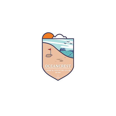 Oceancrest Golf Club branding design flat golf graphic design illustration logo minimal vector