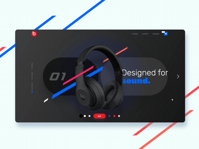 Beats Headphone Landing Screen XD Animation animated gif animation app ui beats colorful concept design headphone landing page shot ui ux userinterface