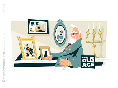 Wealthy elderly man sitting in chair illustration chair character elderly flat illustration kit8 man sitting vector wealthy