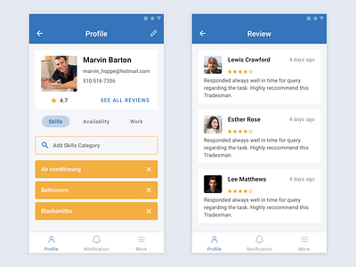 Tradesman app android android app android app design app design interface native app sketch tradesman ui ux design
