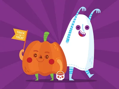 Halloween Illustration children cute design funny ghost halloween halloween design illustration kids pumpkin purple scary scull trick or treat vector