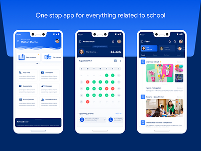 Parent School App app design calendar clean app color dark theme design agency new trend notice board parents app product design school app school dashboard school feed students attendance tech solutions uidesign uxdesign vibrant colors web solutions website design